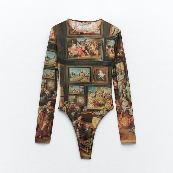 PRINTED TULLE BODYSUIT - Picture 4 of 5